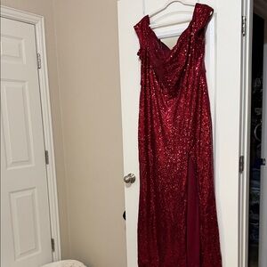 B Darlin Red Sequin Backless Dress